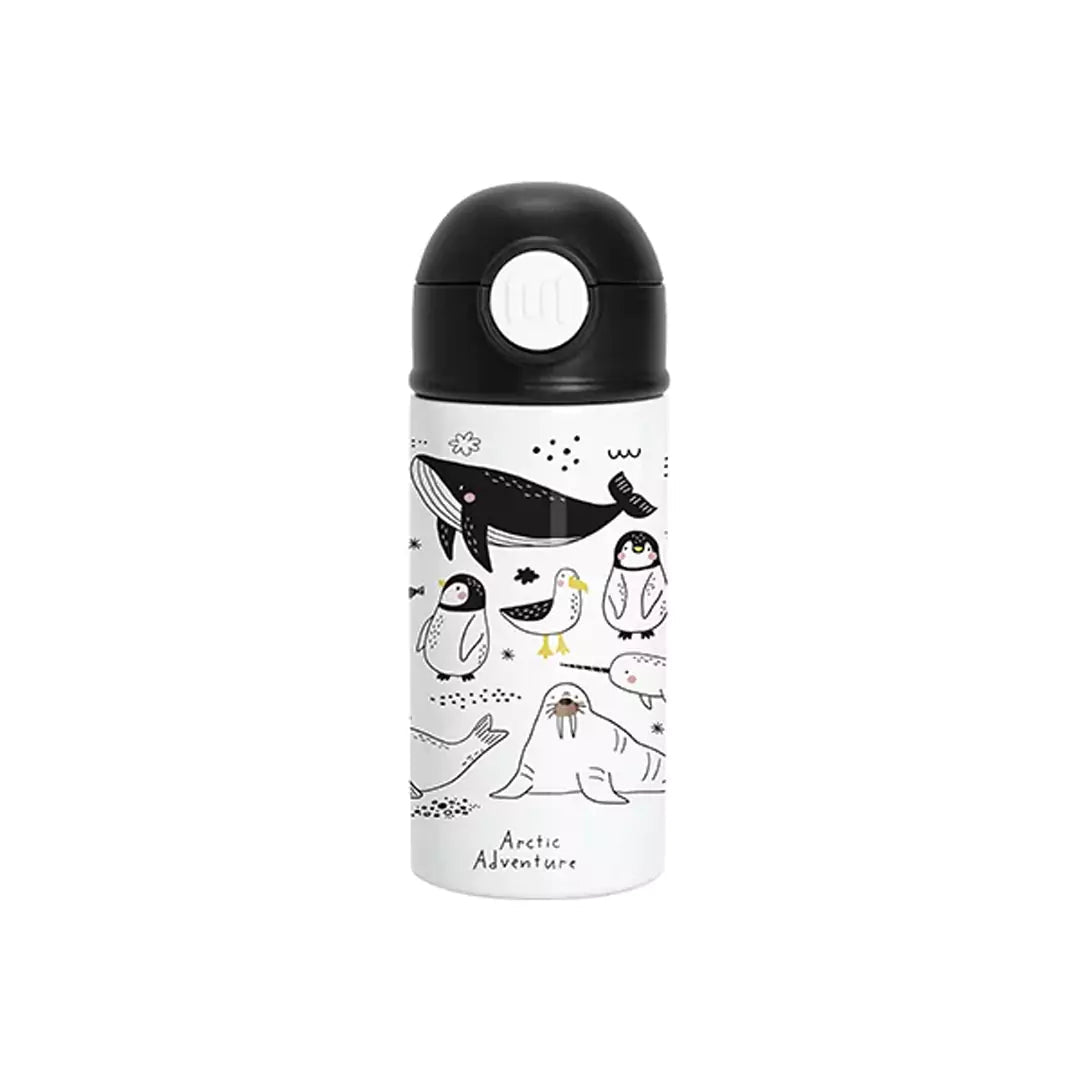 BestSub 12oz/360ml Sublimation Kids Stainless Steel Water Bottle with Plastic Straw & Black Cap - WhiteIT CareBottles