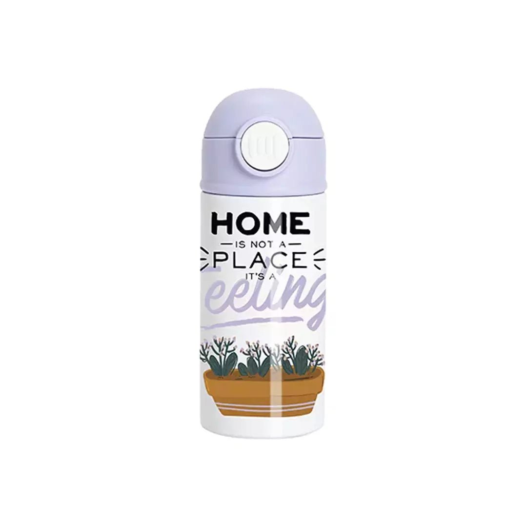 BestSub 12oz/360ml Sublimation Kids Stainless Steel Water Bottle with Plastic Straw & Purple Cap - WhiteIT CareBottles