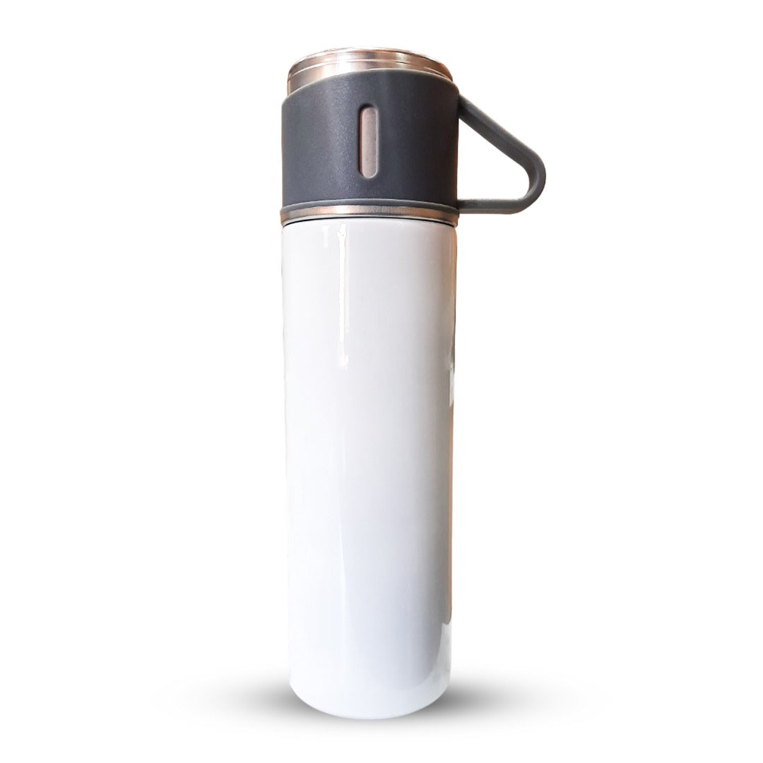 Plain Sublimation Stainless Steel Vacuum Flask with Cup Cap – 600ml / Grey Cup / for Sublimation Printing