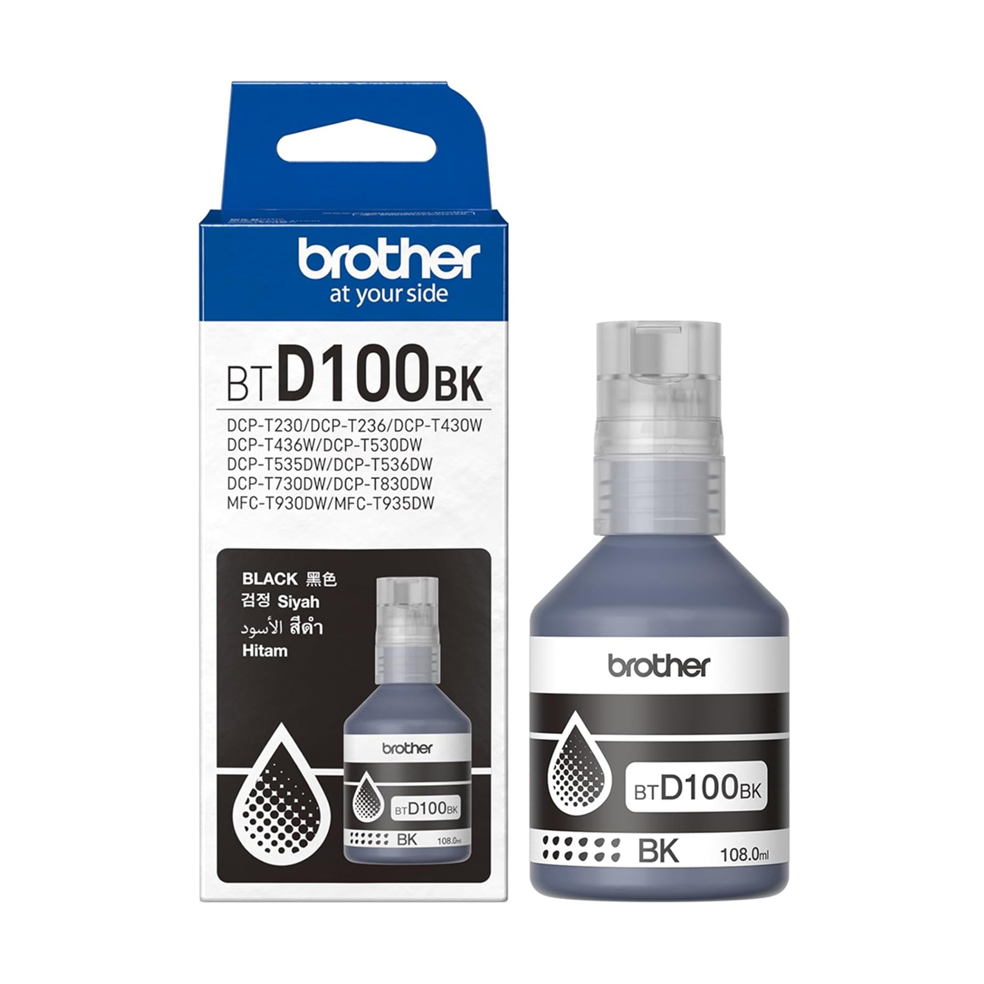Brother BTD100BK Black Ink Bottle – 108ML High Yield Genuine InkIT CareInk Bottles