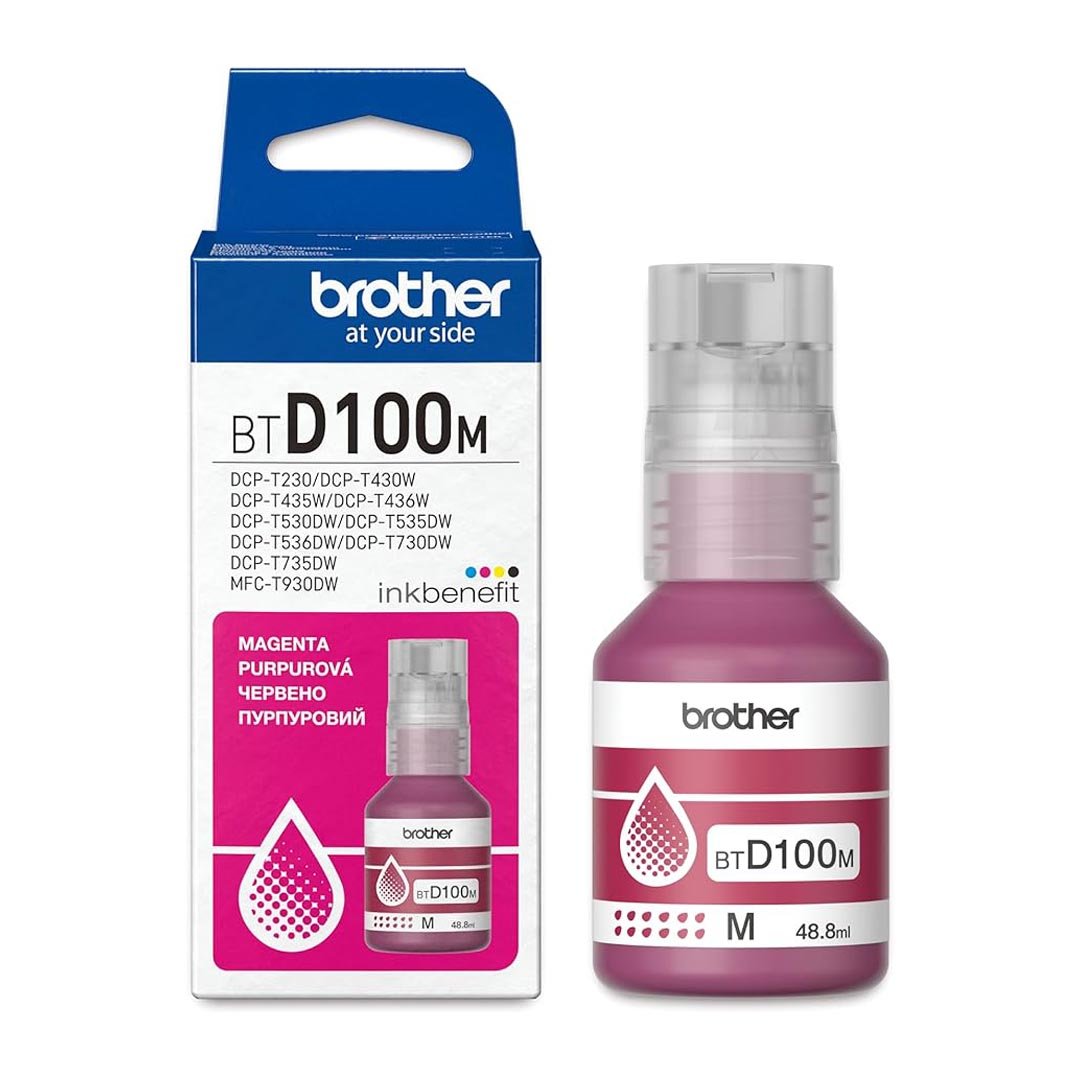 Brother BTD100M Magenta Ink Bottle – 48.8ML High Yield Genuine InkIT CareInk Bottles