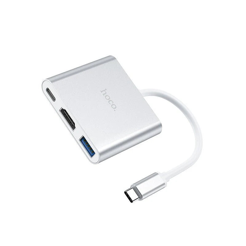 Hoco HB14 Easy-Use Type-C Adapter - Type-C To USB 3.0 + Hdmi + PD - White