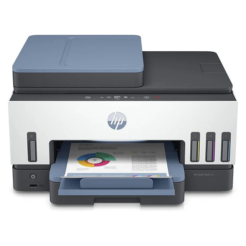 طابعة HP Smart Tank 795 AIO - 15 صفحة في الدقيقة / 4800 نقطة في البوصة / A4 / USB / LAN / Wi-Fi / FAX / Bluetooth / Color Inkjet - طابعة 