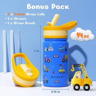 Buzio Kids Water Bottle with Straw Lid 500ml - Cars | IT Care Kuwait