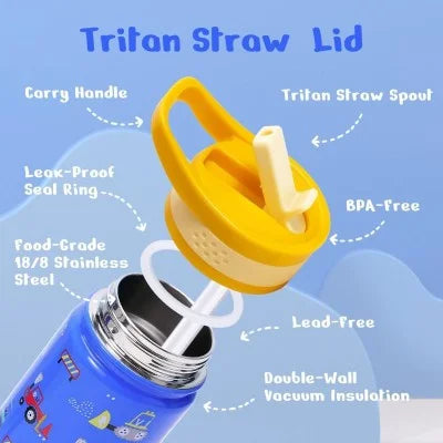 Buzio Kids Water Bottle with Straw Lid 500ml - Cars | IT Care Kuwait