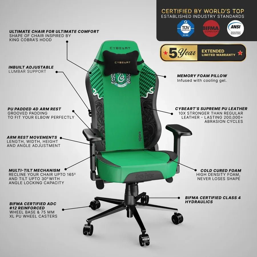 Cybeart Apex Series Slytherin Gaming Chair with Supreme PU Leather & Adjustable Lumbar SupportIT CareGaming Chair