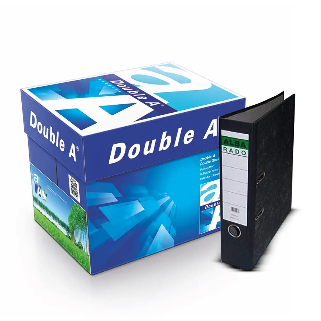 Double A A4 Size Paper – 80GSM/ Pack of 5/ Free Box File