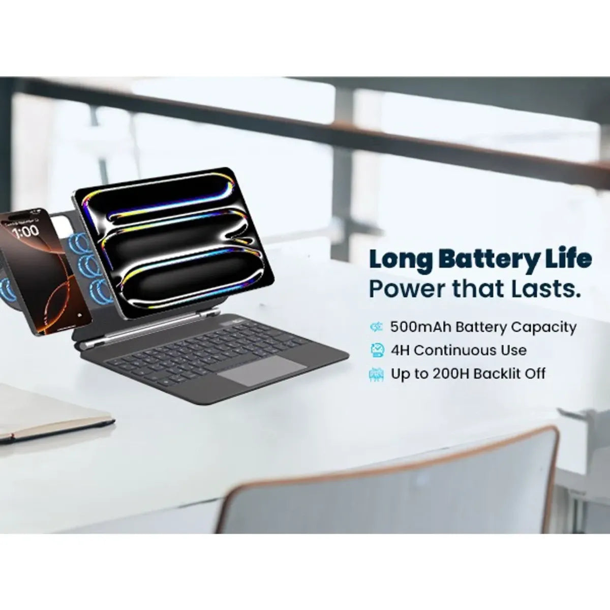 Powerology Dynaboard Wireless Keyboard Case for iPad Pro 13-Inch M4 with MagSafe Phone Holder | IT Care Kuwait – Image 7