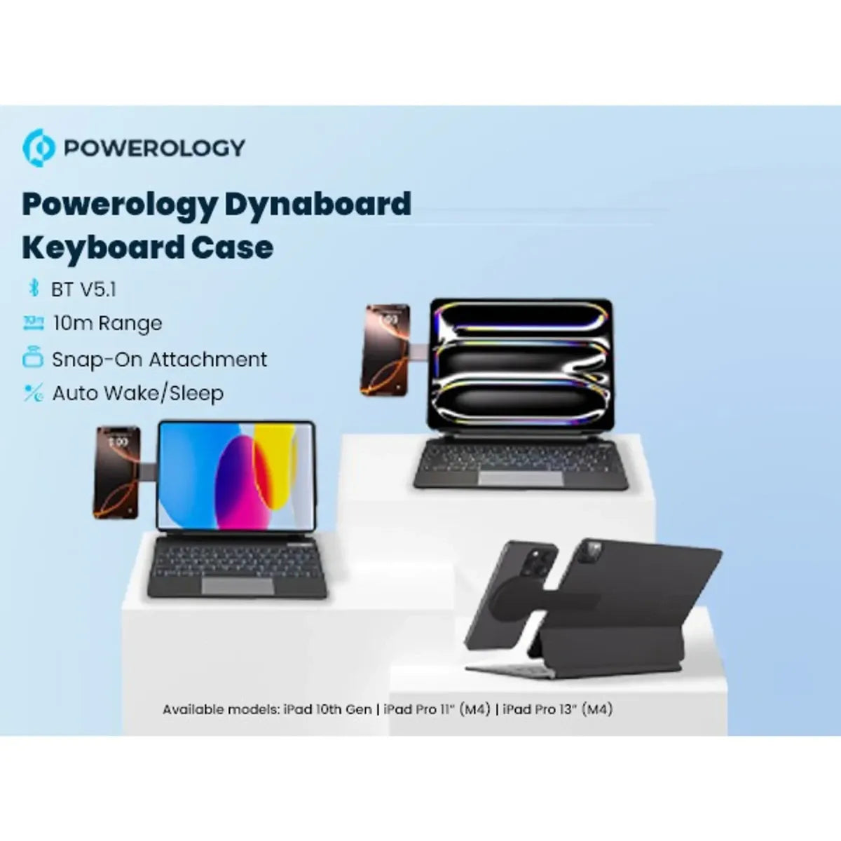 Powerology Dynaboard Wireless Keyboard Case for iPad Pro 11-Inch M4 with MagSafe Phone Holder | IT Care Kuwait – Image 6