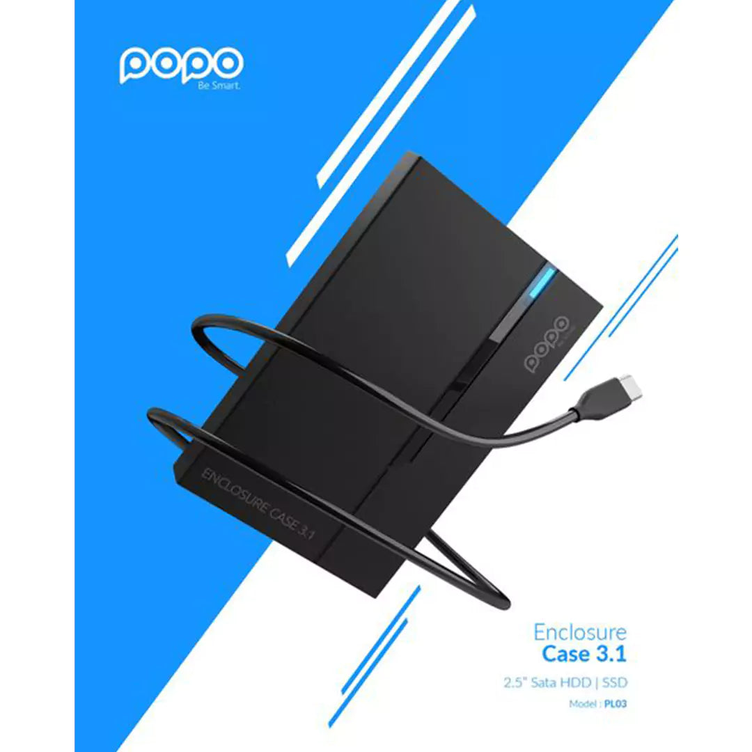 POPO PL03 USB 3.1 SATA 2.5" HDD/SSD Enclosure Case