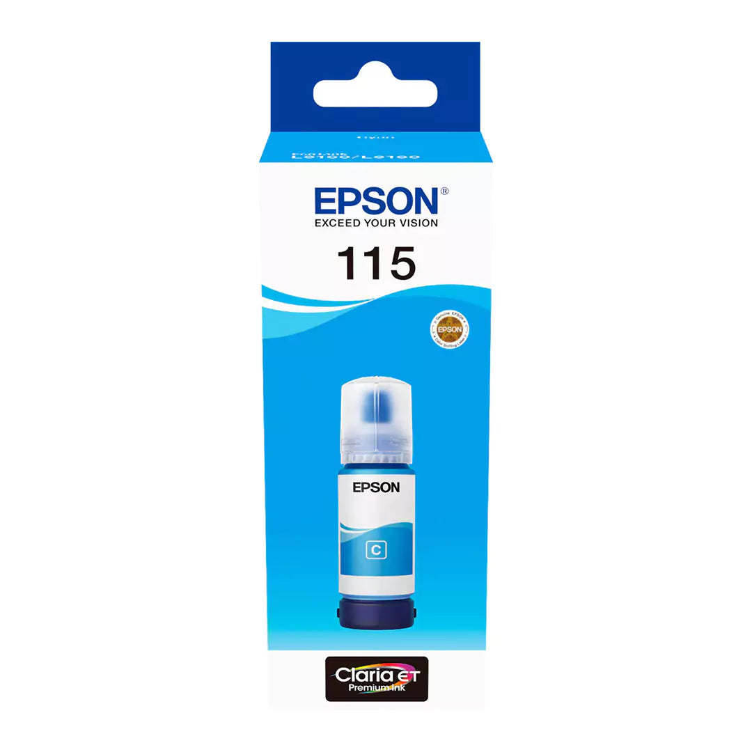 Epson 115 EcoTank Cyan Ink Bottle - 70ml/ Print up to 2.3K Pages