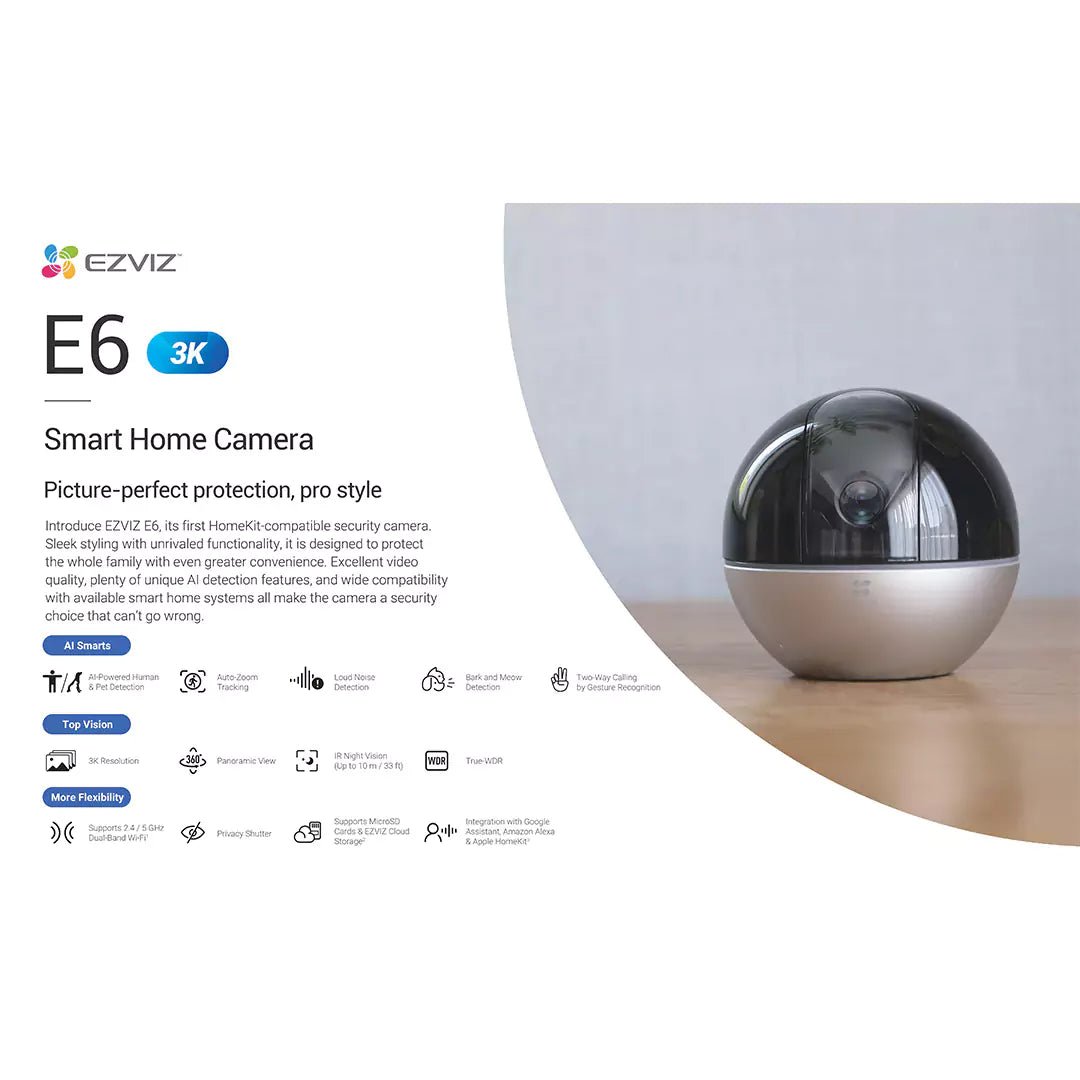 EZVIZ CS - E6 3K Smart Wi - Fi Surveillance Camera with 5MP Resolution and Color Night VisionIT CareSecurity Camera