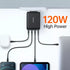 Mcdodo CH-076 GaN 120W PD Four-Port Wall Charger With Cable &#8211; USB-C / USB-A / 120W / Black