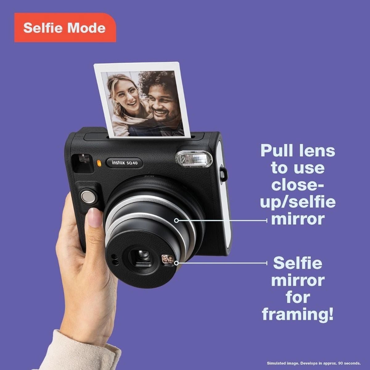 FUJIFILM INSTAX SQUARE SQ40 INSTANT FILM CAMERA, USB TYPE - C - BLACKIT CareCamera