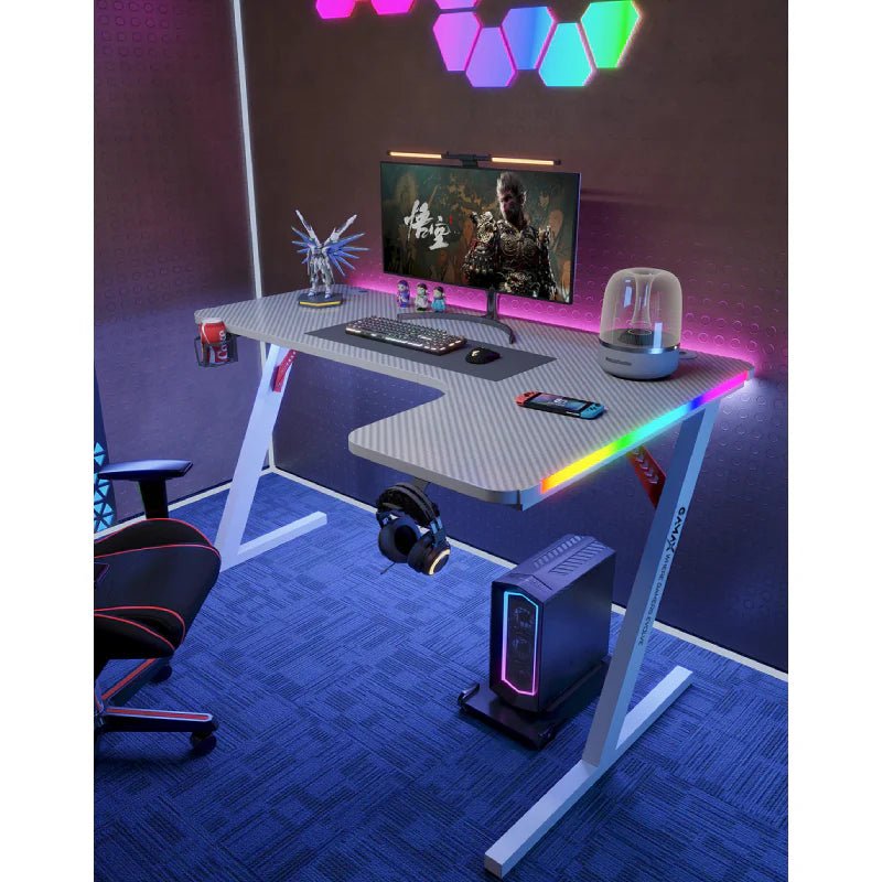 Gamax P201 - RW RGB Carbon fiber Gaming Table (L - Shaped) with MousePad - Right / WhiteIT CareGaming Desk