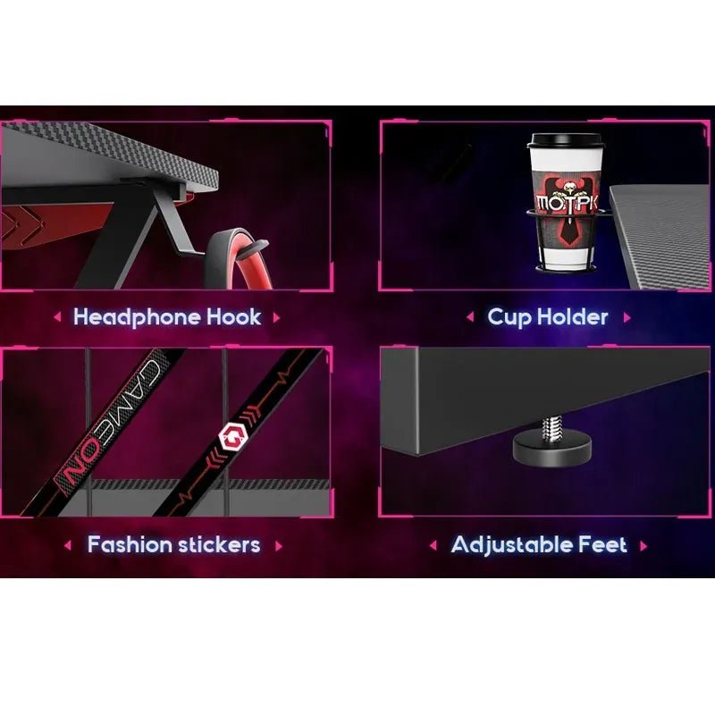 GAMEON L - Shaped Slayer I Series Gaming Desk (Size: 129*129*74cm & Table top 80*46cm) With Headset Hook, Cup Holder & Accessories Stand - BlackIT CareGaming Desk