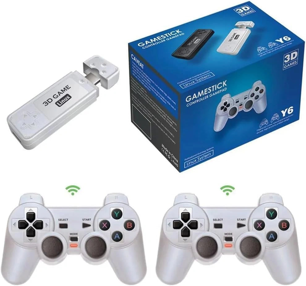 Gamestick Portable Y6  Linux Video Game Player HD Retro Handheld Game Controller TV Console Game Stick Amplifier 64GB / 1000+ Games