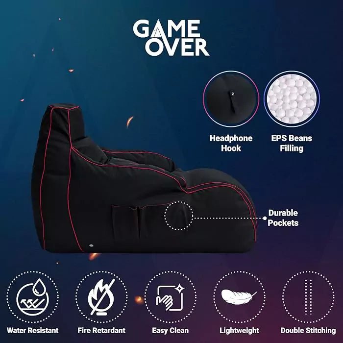 Gaming Bean Bag Chair with Side Pockets & Headset Holder - Green/ Free Beans IncludedIT CareBean Bag