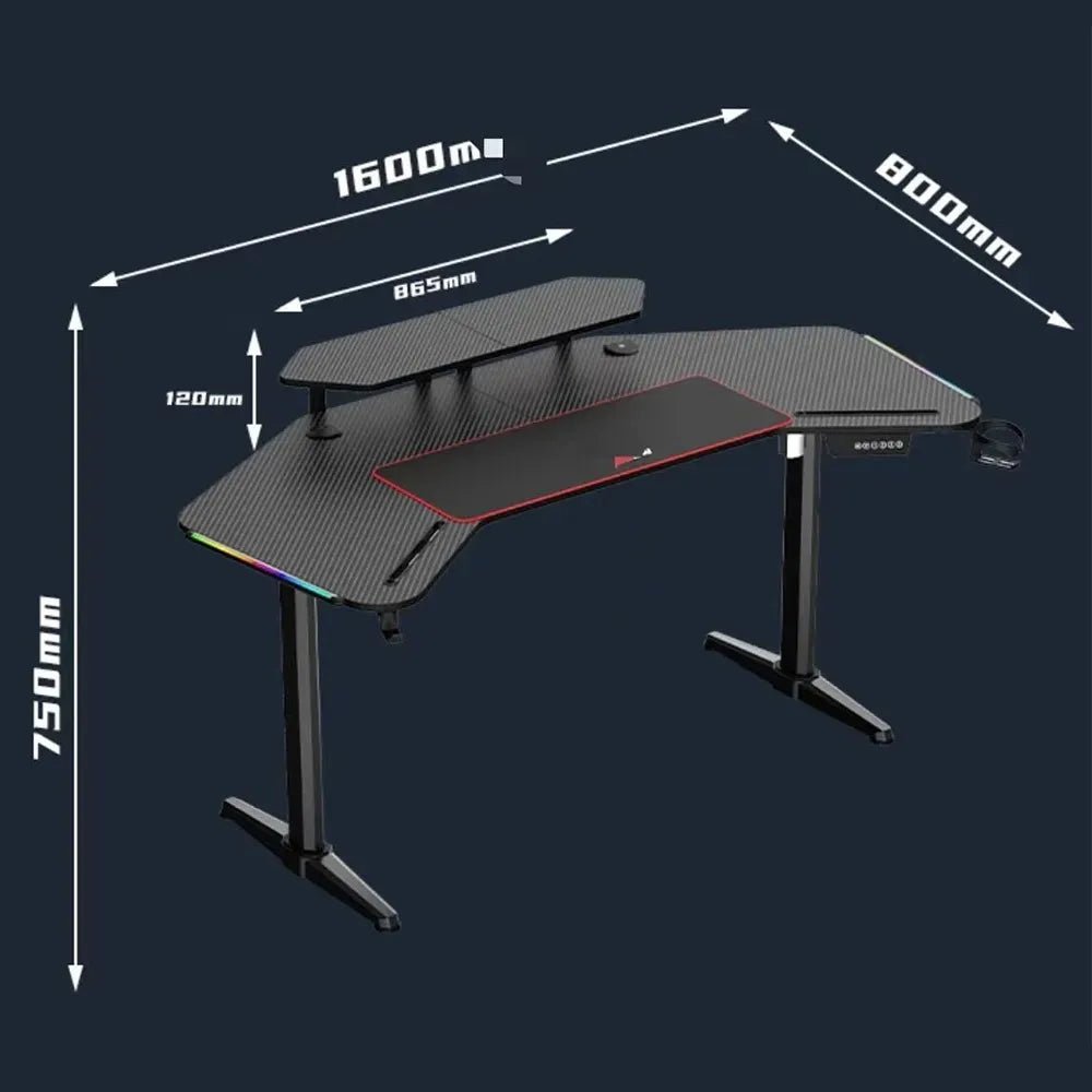 Gamvity Electric Height Adjustable Gaming Desk with Controller & Cable Management – 160×80×75cm/ BlackIT CareGaming Desk