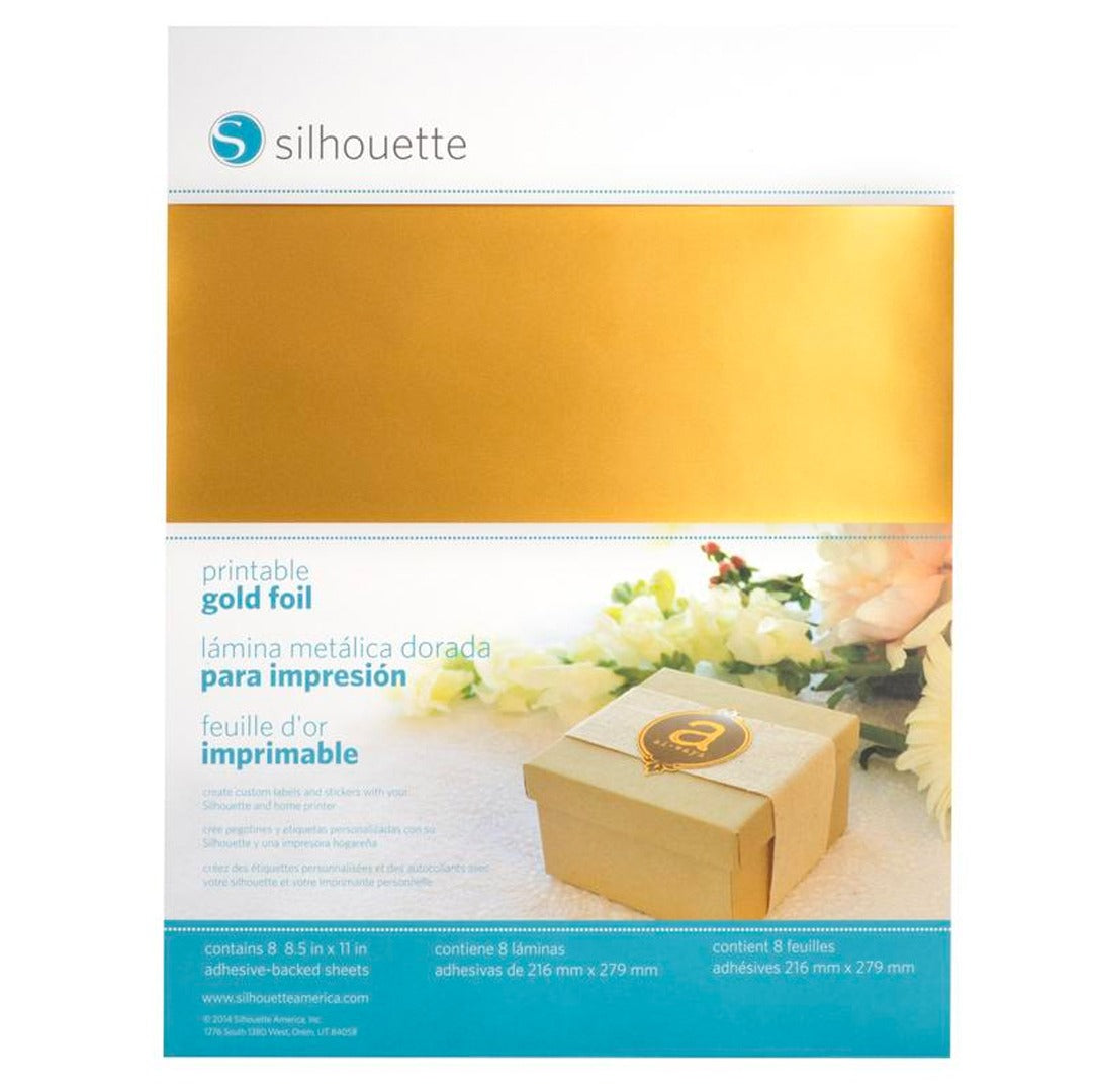 Silhouette Adhesive Sticker Sheets – 8.5 in X 11 in/ 8 Sheets/ Gold Foil