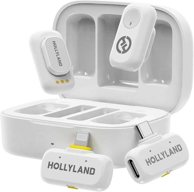 Hollyland LARK A1 Combo Dual Wireless Microphone USB-C Lightning 2-Person Ivory White | IT Care Kuwait