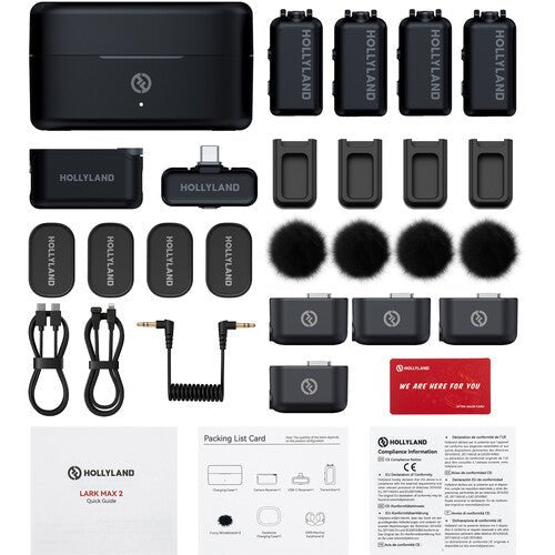 Hollyland LARK MAX 2 Combo Wireless Microphone System – 4 - Person, 32 - bit Float, Camera & Mobile (Space Gray)IT CareMicrophones