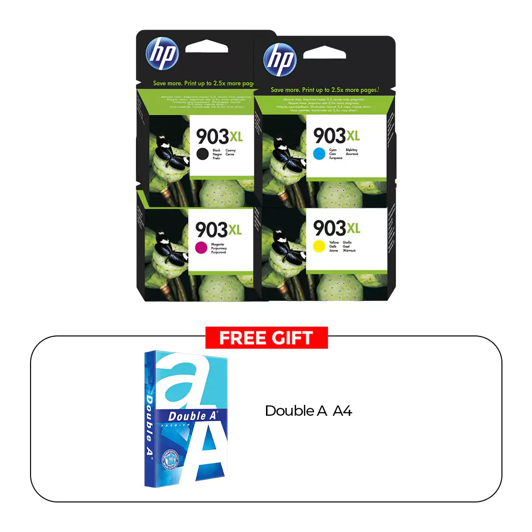 HP 903XL Ink Cartridge Full Set + Free Gift Double A4