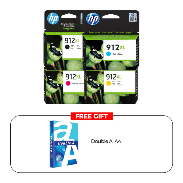HP 912XL High Yield Ink Cartridge Full Set + Free Double A4 Paper | IT Care Kuwait