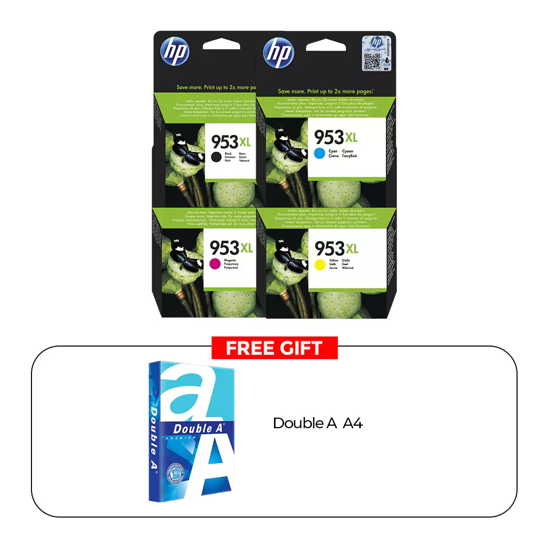 HP 953XL Ink Cartridge Full Set + Free Gift Double A4