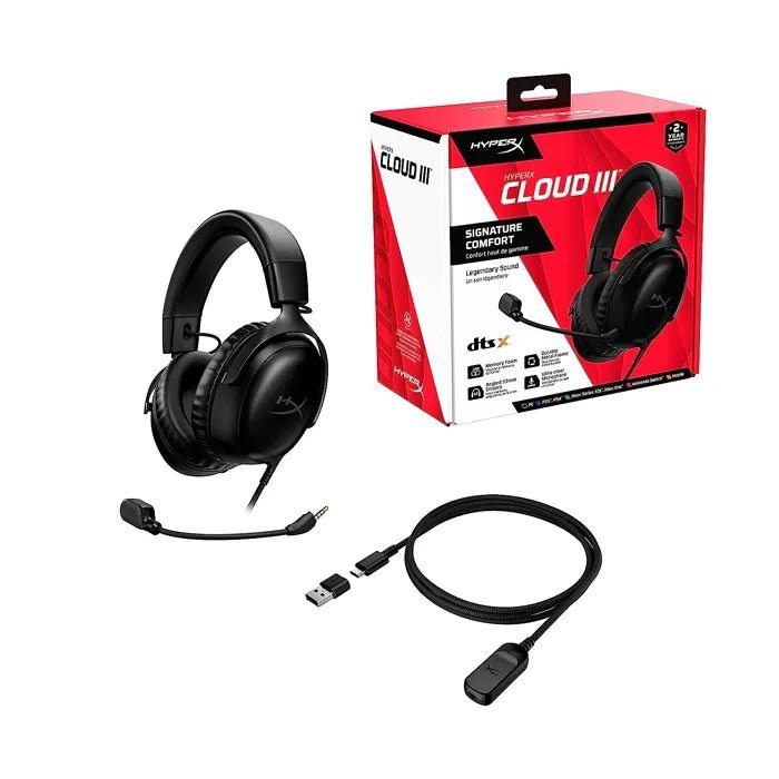 HyperX Cloud III Wired Gaming Headset with DTS Spatial Audio and Noise - Canceling Mic – Black/RedIT CareGaming Headset