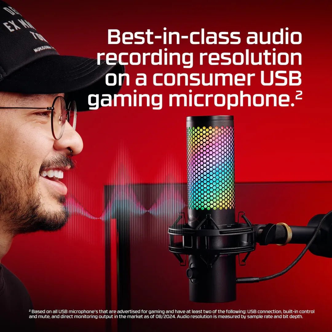 HyperX QuadCast 2 S USB RGB Condenser Microphone 32-bit 192kHz Audio aRGB Lighting Black | IT Care Kuwait