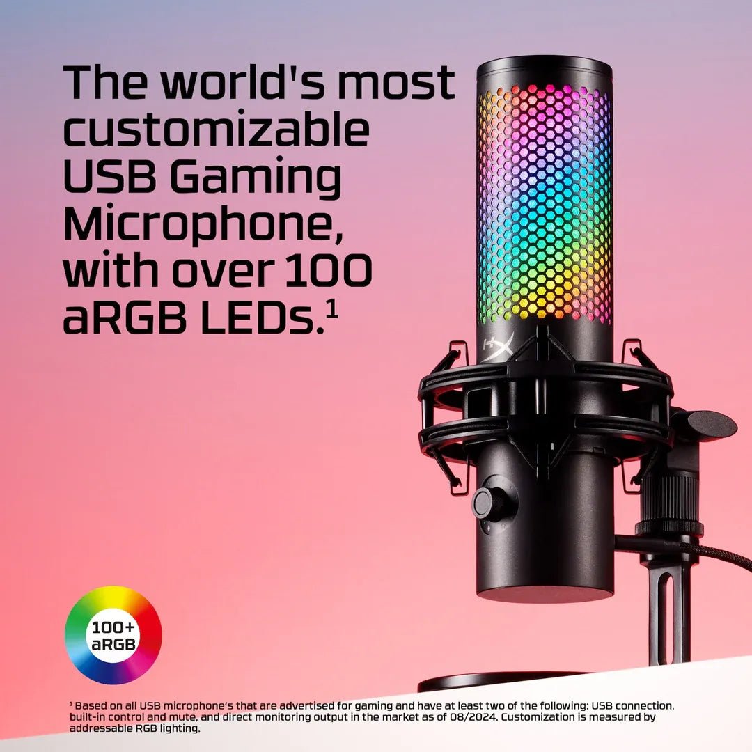 HyperX QuadCast 2 S USB RGB Condenser Microphone 32-bit 192kHz Audio aRGB Lighting Black | IT Care Kuwait