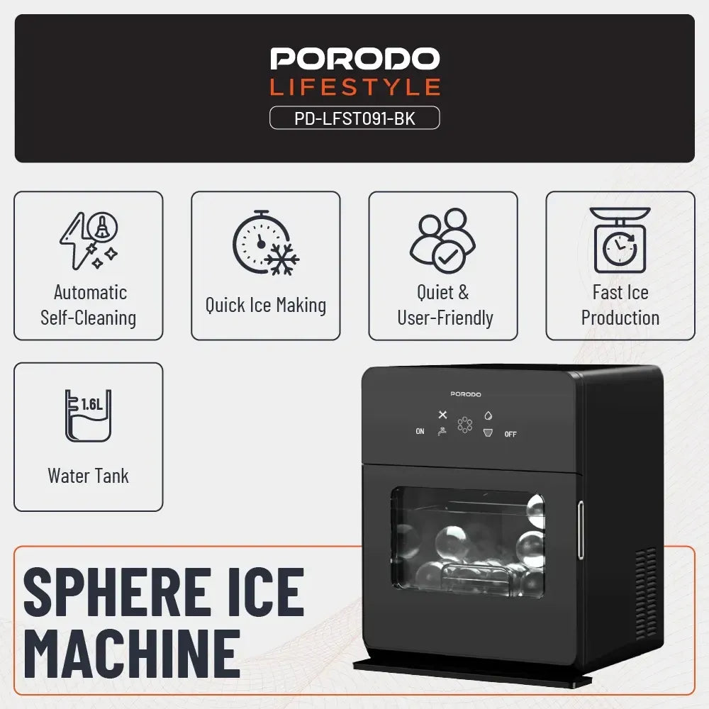 Porodo Lifestyle Sphere Ice Machine - Black