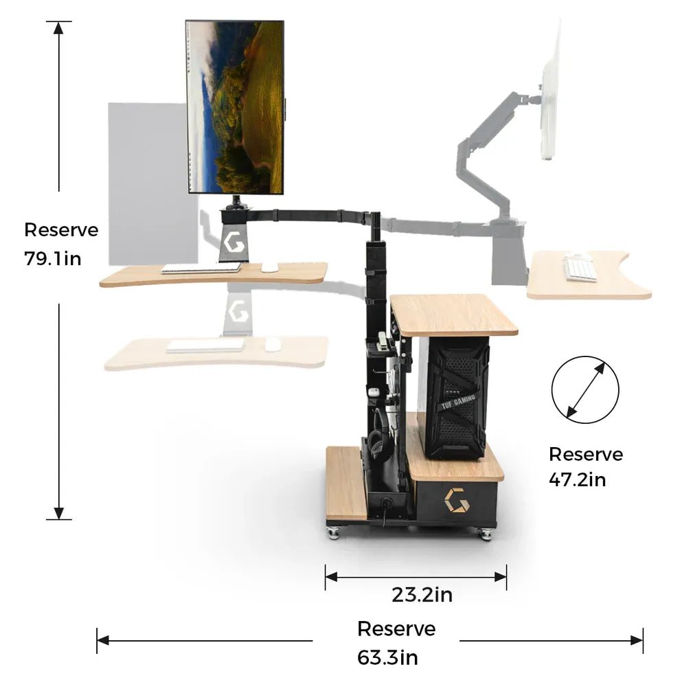 Ingrem Floating Table Electric Height Adjustable Standing Desk - Wood Grain White, Right RudderIT CareAdjustable Standing Desk