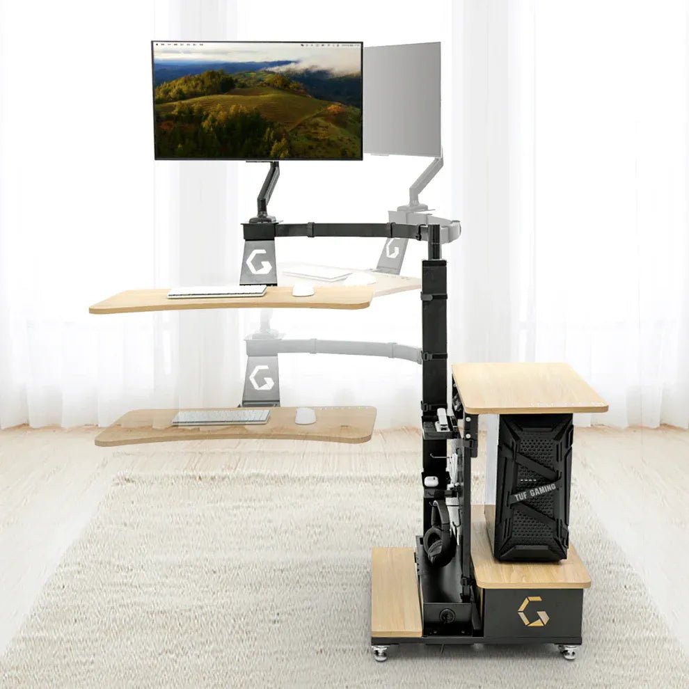 Ingrem Floating Table Electric Height Adjustable Standing Desk - Wood Grain White, Right RudderIT CareAdjustable Standing Desk