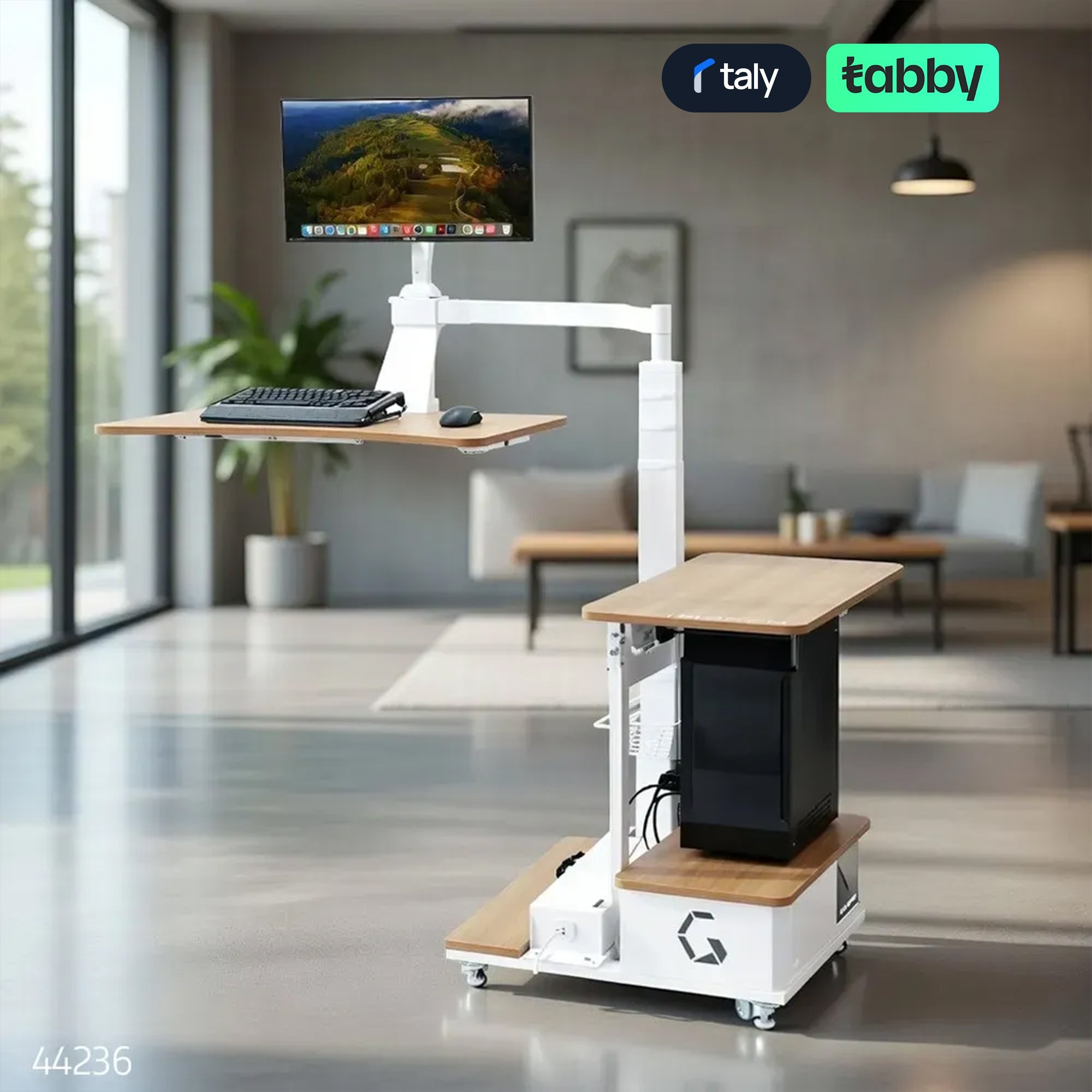 Ingrem Floating Table Electric Height Adjustable Standing Desk - Wood Grain White, Right RudderIT CareAdjustable Standing Desk