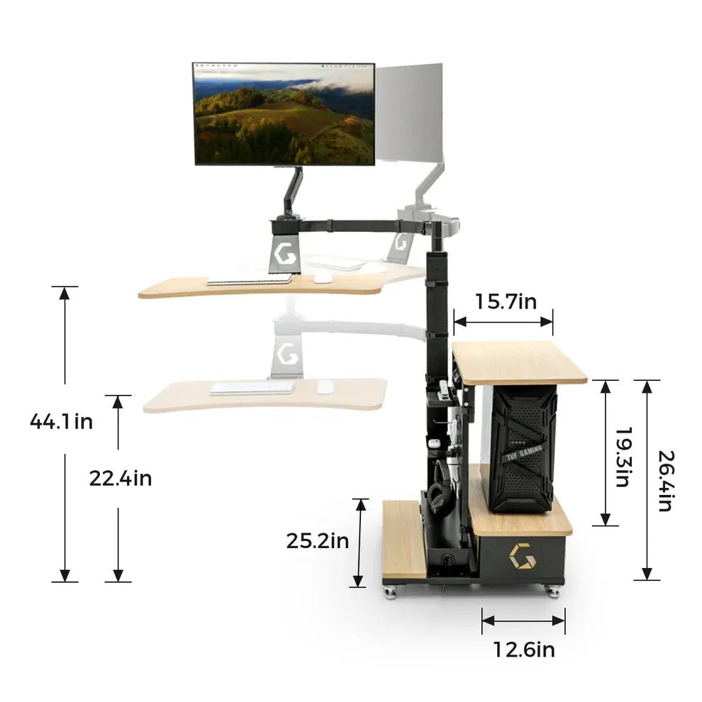 Ingrem Floating Table Electric Height Adjustable Standing Desk - Wood Grain White, Right RudderIT CareAdjustable Standing Desk