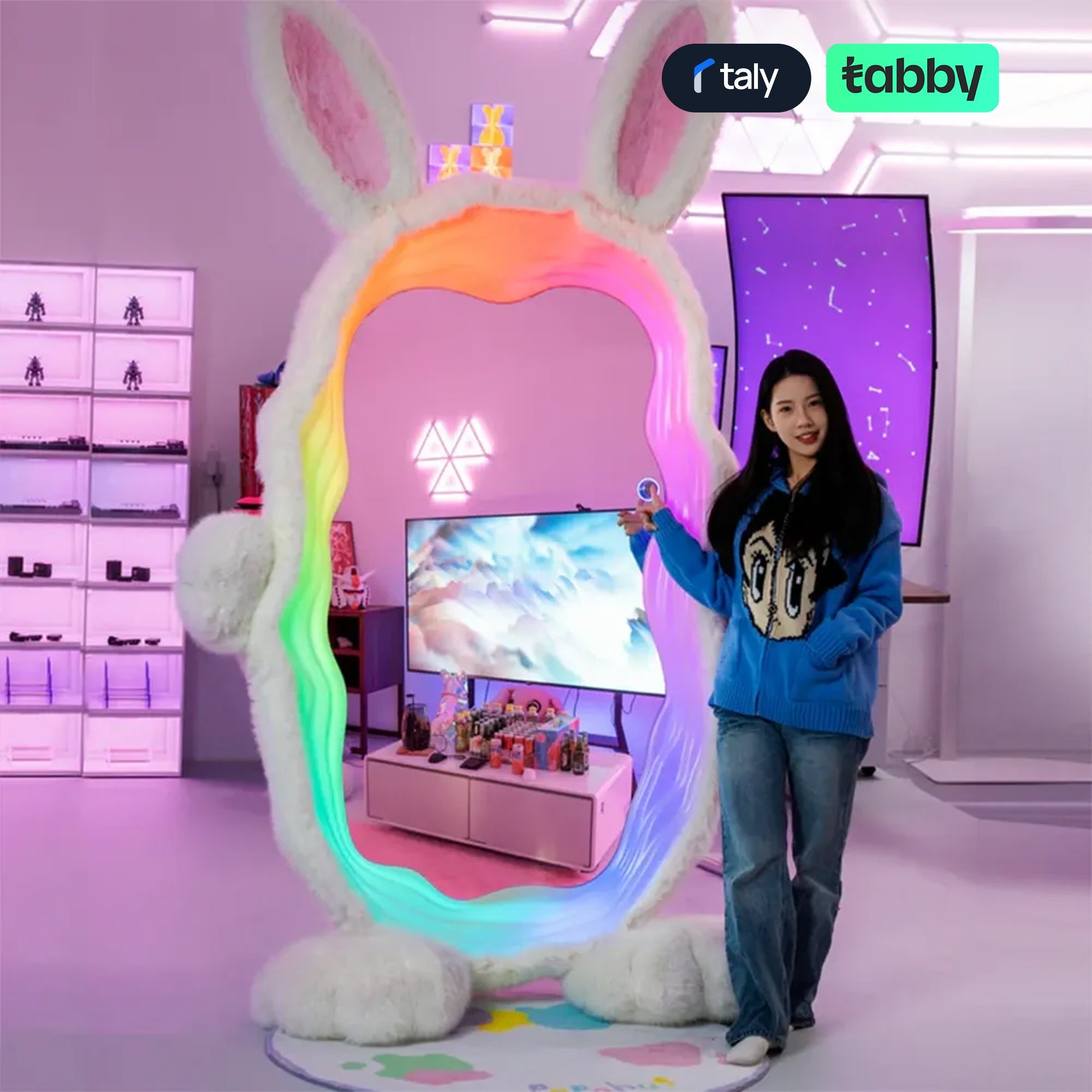 Ingrem Glowing Magic Bunny Mirror RGB LED Full-Length Vanity Mirror | IT Care Kuwait