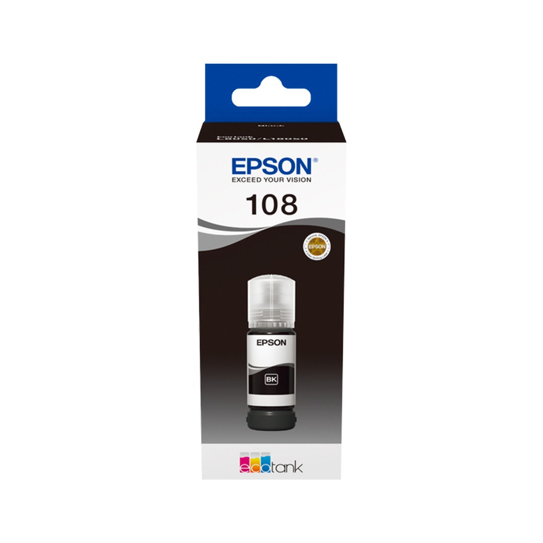 Epson 108 Black Ink Bottle – 5700 Pages/ 70 ml/ Black Color/ Ink Bottle