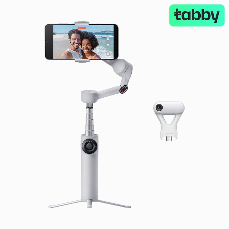 Insta360 Flow 2 Plus Bundle – Stone Gray / 3-Axis AI Smartphone Gimbal Stabilizer with AI Tracker & Built-in Tripod | IT Care Kuwait