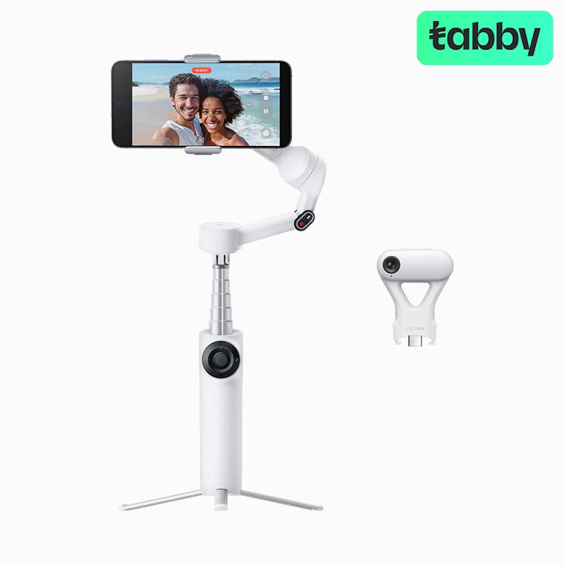 Insta360 Flow 2 Plus Bundle – Summit White / 3-Axis AI Smartphone Gimbal Stabilizer with AI Tracker & Built-in Tripod | IT Care Kuwait