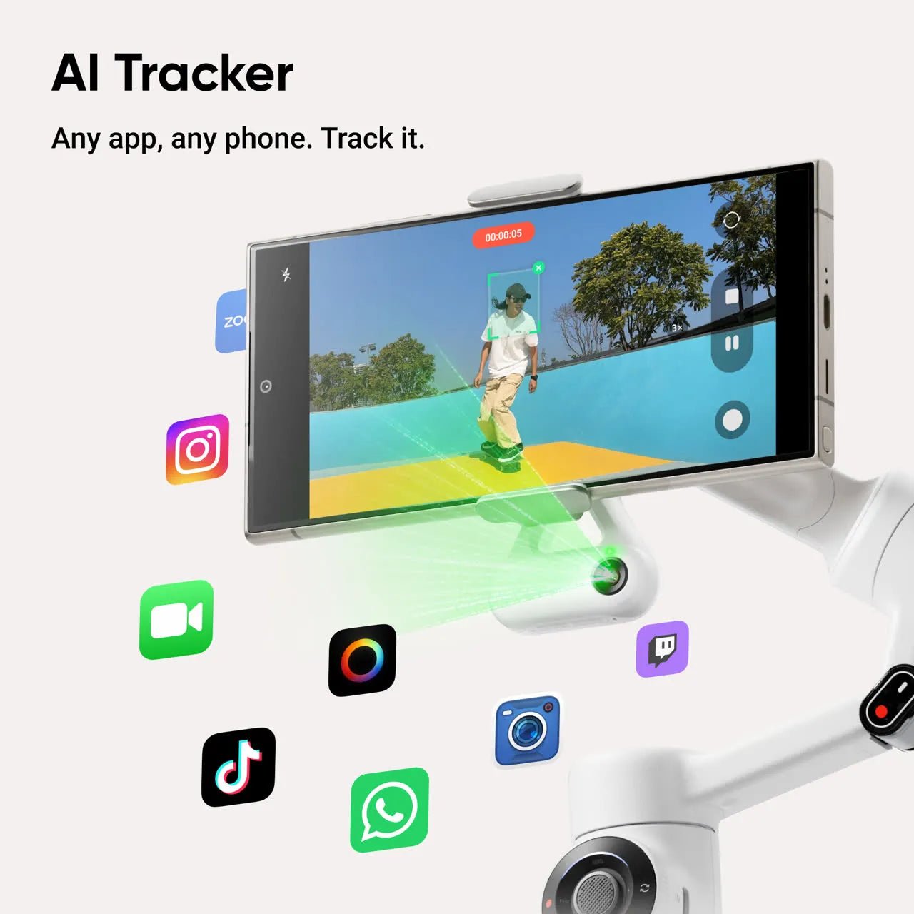 Insta360 Flow 2 Plus Bundle – Summit White/ 3 - Axis AI Smartphone Gimbal Stabilizer with AI Tracker & Built - in TripodIT CareSmartphone Gimbal Stabilizer