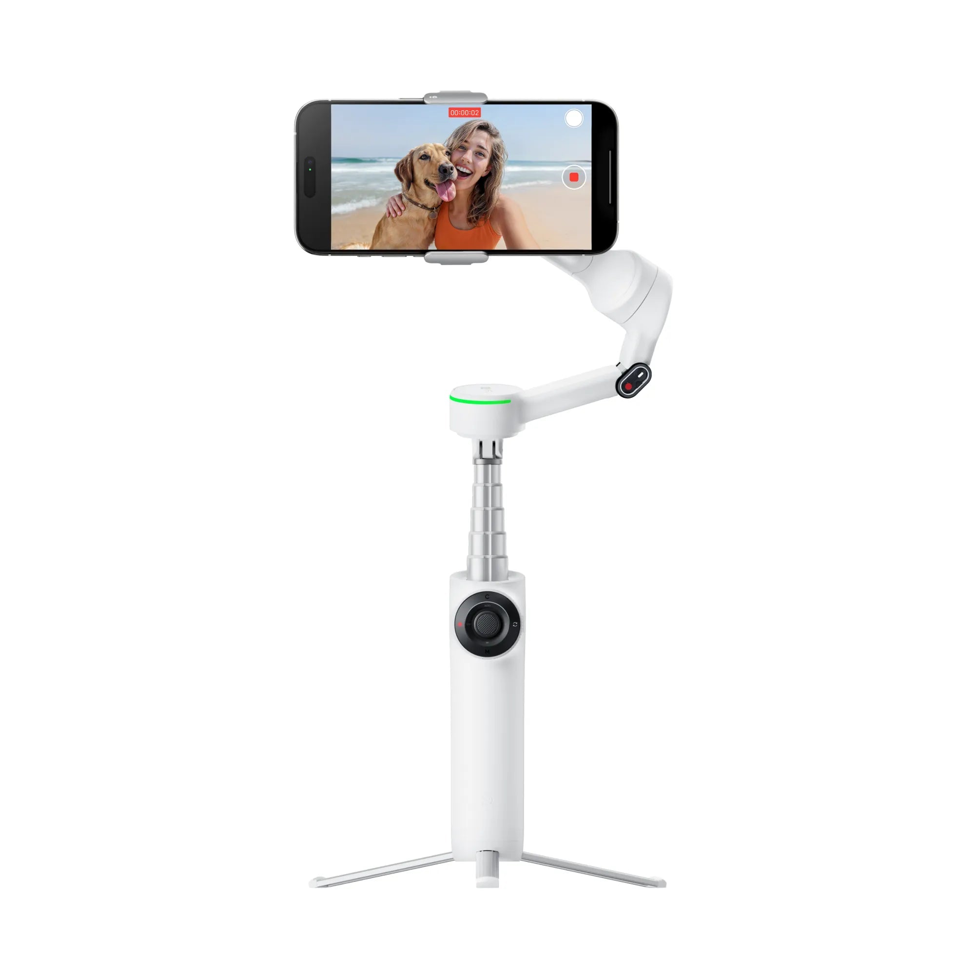 Insta360 Flow 2 Pro Standard Bundle – Summit White/ 3 - Axis Smartphone Gimbal with Apple DockKit & 360° Infinite Pan TrackingIT CareSmartphone Gimbal Stabilizer