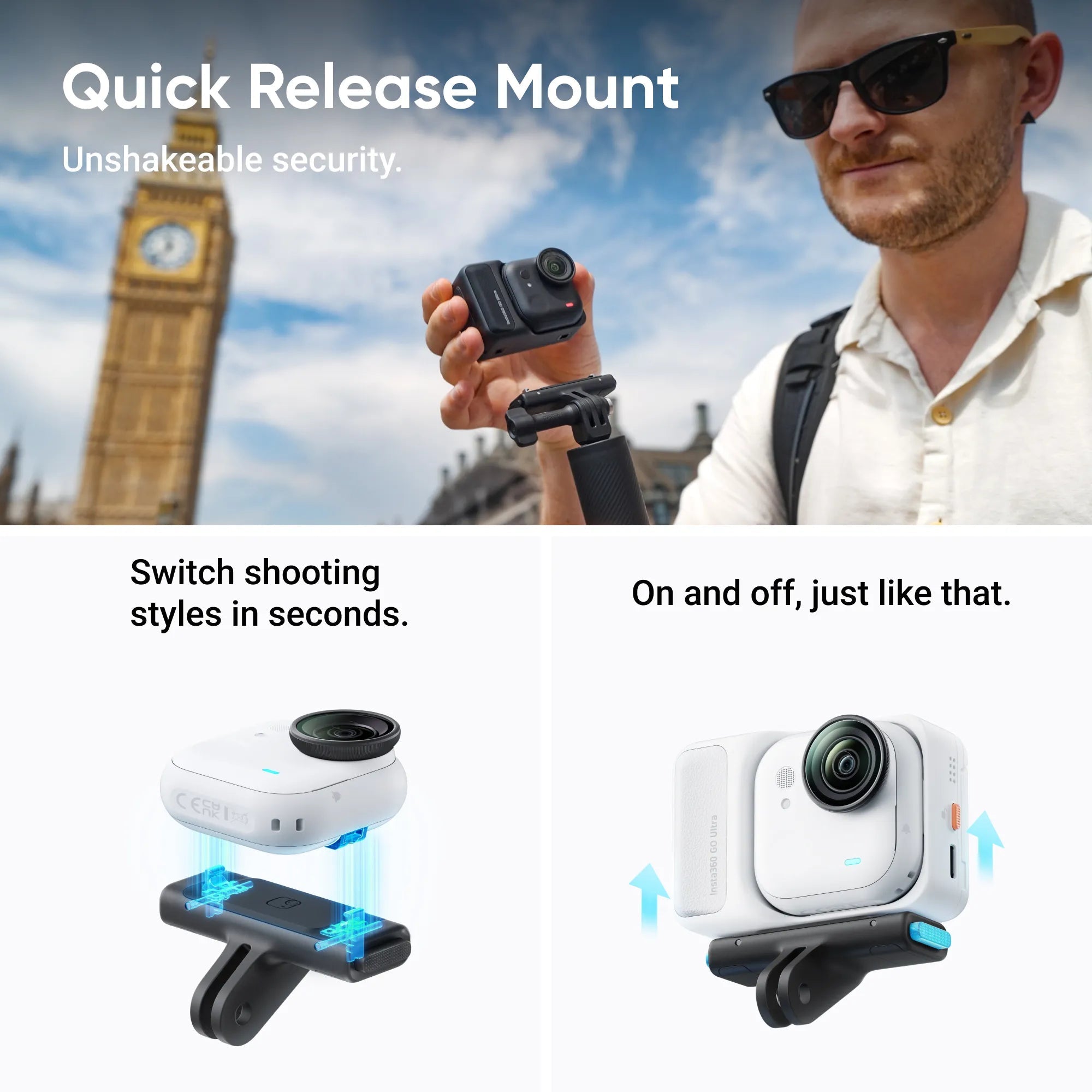 Insta360 GO Ultra Midnight Black Creator Bundle – 4K60 Hands - Free Action Camera with Magnetic Mount System, 50MP Photos, FlowState Stabilization & Creator AccessoriesIT CareCamera
