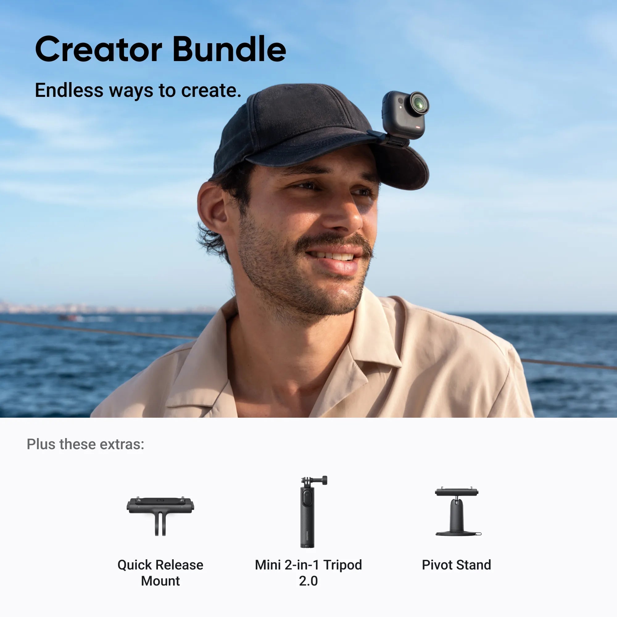 Insta360 GO Ultra Midnight Black Creator Bundle – 4K60 Hands - Free Action Camera with Magnetic Mount System, 50MP Photos, FlowState Stabilization & Creator AccessoriesIT CareCamera
