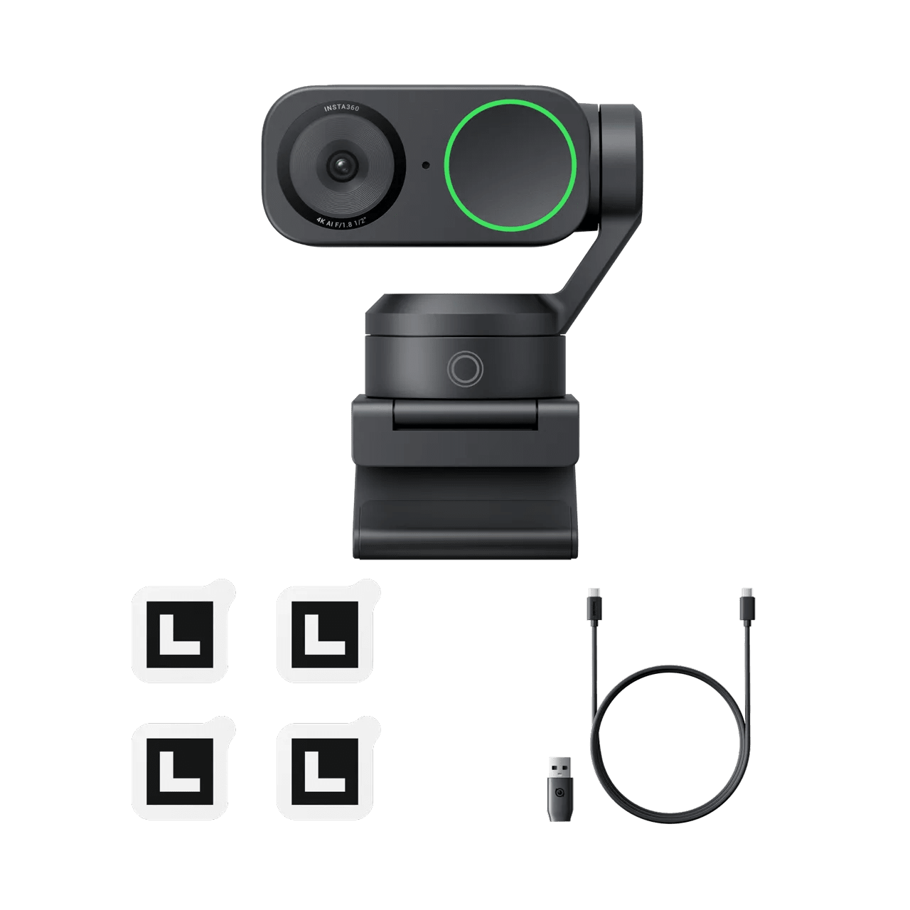 Insta360 Link 2 4K AI Webcam with 2 - Axis Gimbal & Phase Detection Autofocus – Graphite Black (Standard Bundle)IT CareWebcam