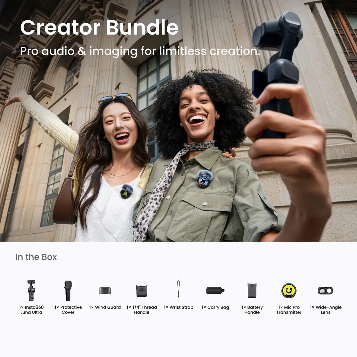 Insta360 Luna Ultra 8K Dual-Lens Gimbal Camera Creator Bundle - Cosmic Black