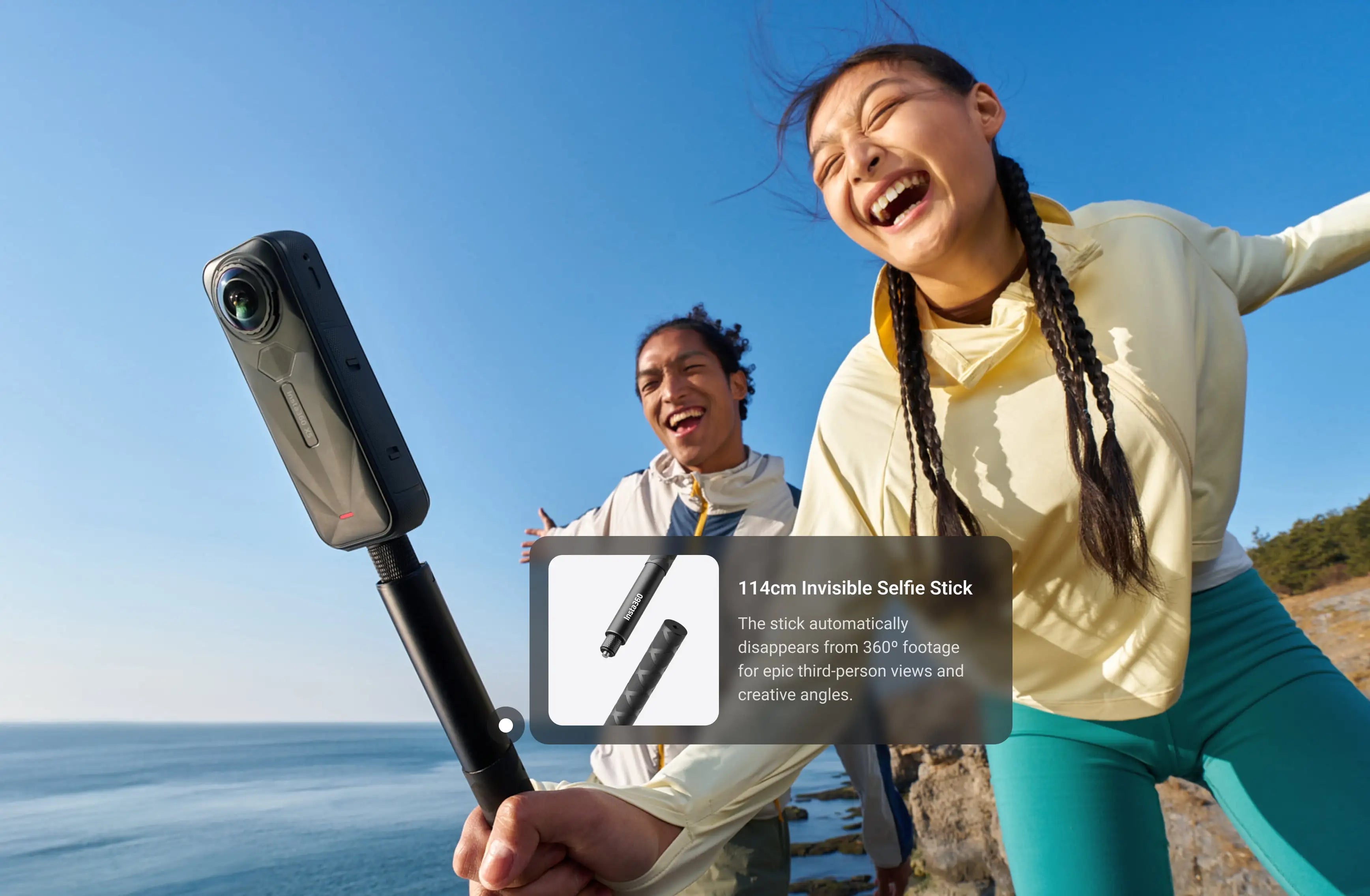 Insta360 X5 Essentials Bundle 8K 360° Action Camera with Selfie Stick, Extra Battery & Fast Charge Case – Midnight BlackIT CareCamera