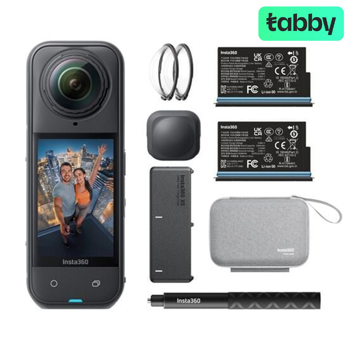 Insta360 X5 Essentials Bundle 8K 360° Action Camera with Selfie Stick, Extra Battery & Fast Charge Case – Midnight BlackIT CareCamera