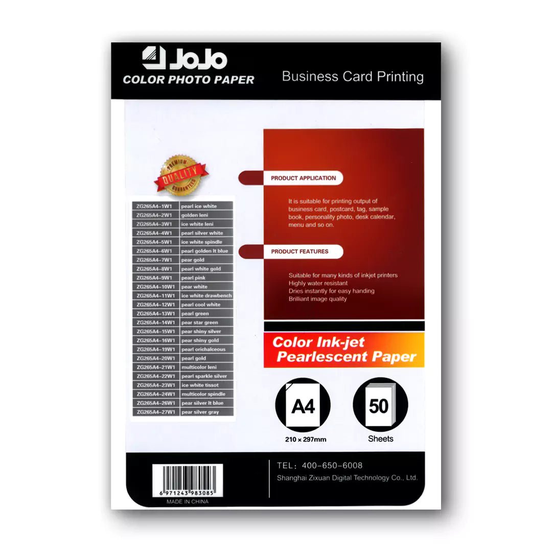 JoJo Pearlescent Pearl Silver White Embossed Paper - A4 / 260GSM / 50 Sheets / Color Inkjet Printing / JE - 1005IT CareA4 Embossed Paper